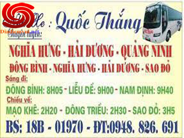 Xe khách Nghĩa Hưng Nam Định đi Thái Bình Hải Dương Hải Phòng Quảng Ninh