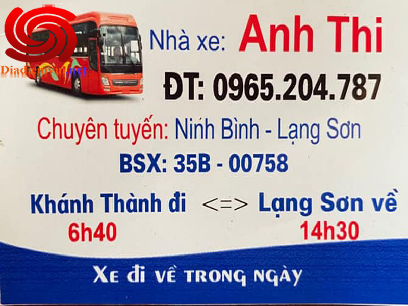 Xe khách Anh Thi tuyến Khánh Thành Ninh Bình đi Lạng Sơn và ngược lại