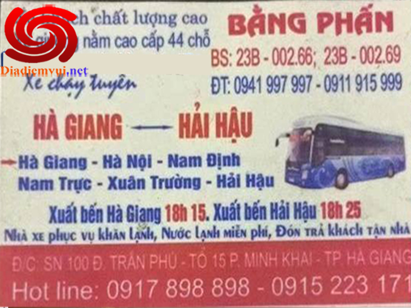 Xe khách Bằng Phấn Hải Hậu Nam Định đi Tuyên Quang Hà Giang