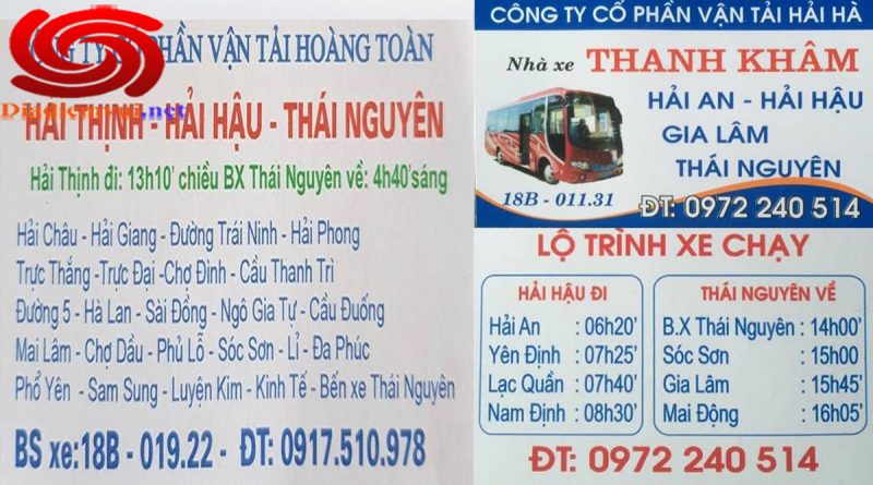 Xe khách Hải Hậu Nam Định đi Thái Nguyên Bắc Kạn Cao Bằng