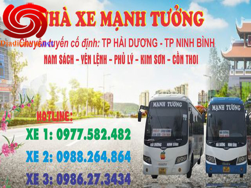 Xe khách Mạnh Tưởng tuyến Kim Sơn Ninh Bình đi Nam Sách Hải Dương và ngược lại