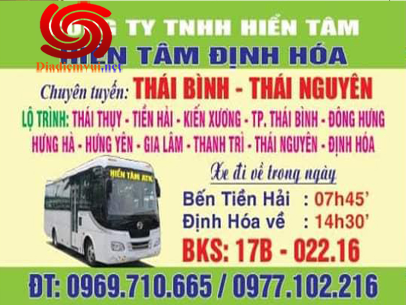 Xe khách Hiển Tâm tuyến Kiến Xương Tiền Hải Thái Bình đi Bến xe Thái Nguyên