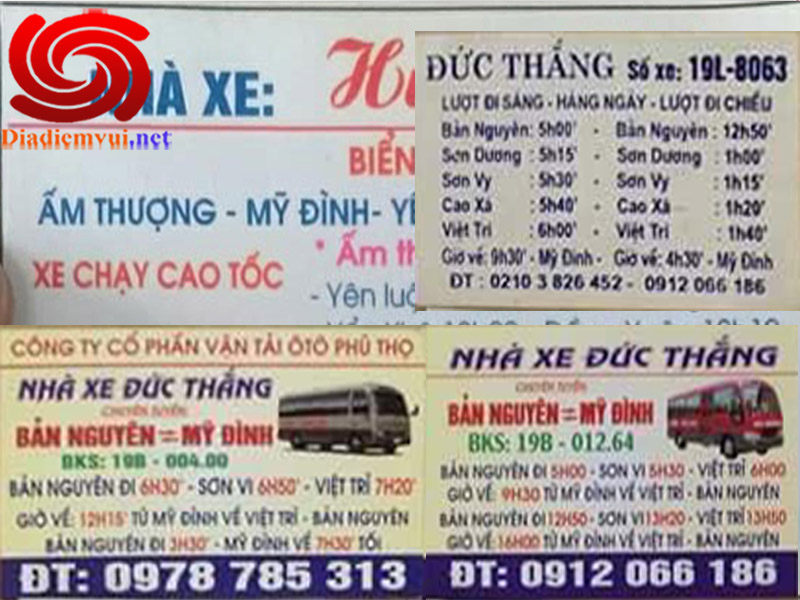 Xe khách Đức Thắng tuyến Lâm Thao Bản Nguyên Sơn Vi Phú Thọ đi Mỹ Đình Hà Nội và ngược lại