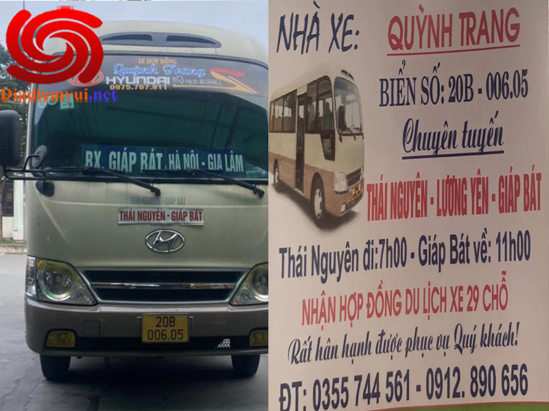 Xe khách Quỳnh Trang tuyến bến xe Thái Nguyên đi bến xe Giáp Bát Hà Nội và ngược lại