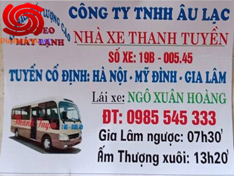 Xe khách Thanh Tuyền tuyến Ấm Thượng Thanh Ba Việt Trì Phú Thọ đi Mỹ Đình Gia Lâm Hà Nội và ngược lại