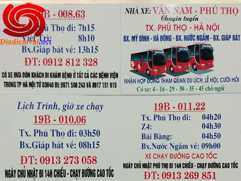 Xe khách Vân Nam tuyến Việt Trì Phú Thọ đi Giáp Bát Nước Ngầm Hà Đông Mỹ Đình Hà Nội