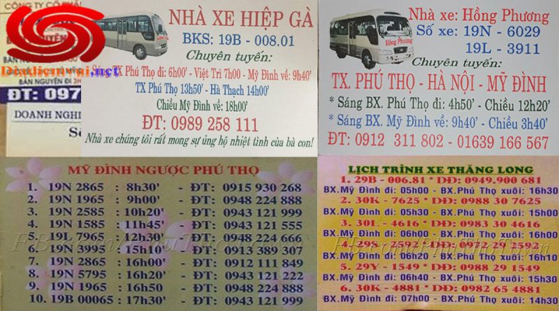 Xe khách tuyến thị xã Phú Thọ đi Mỹ Đình Hà Nội và ngược lại