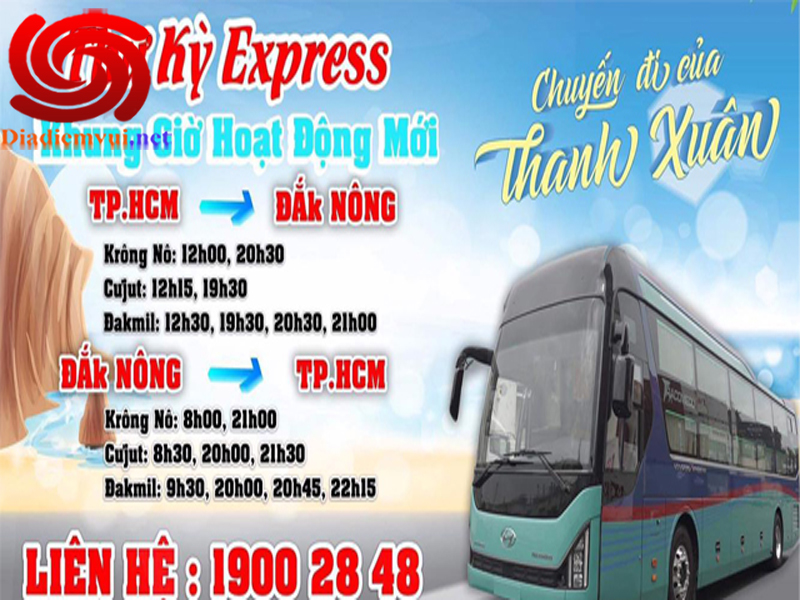 Xe khách Thư Kỳ tuyến Tp hcm Sài Gòn đi Đăk Mil Đak Nông