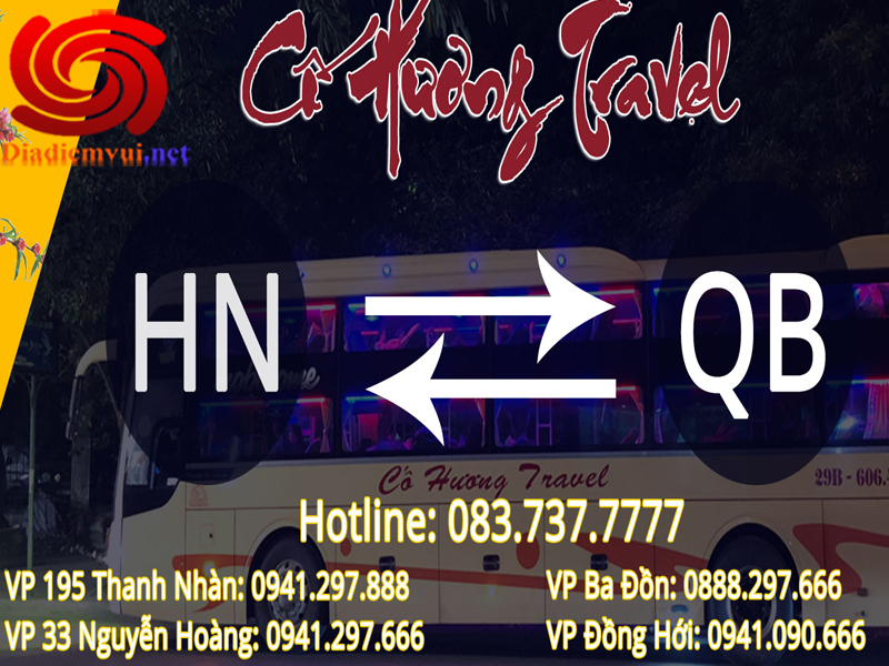 Xe khách Cố Hương tuyến Hà Nội đi Quảng Bình và ngược lại