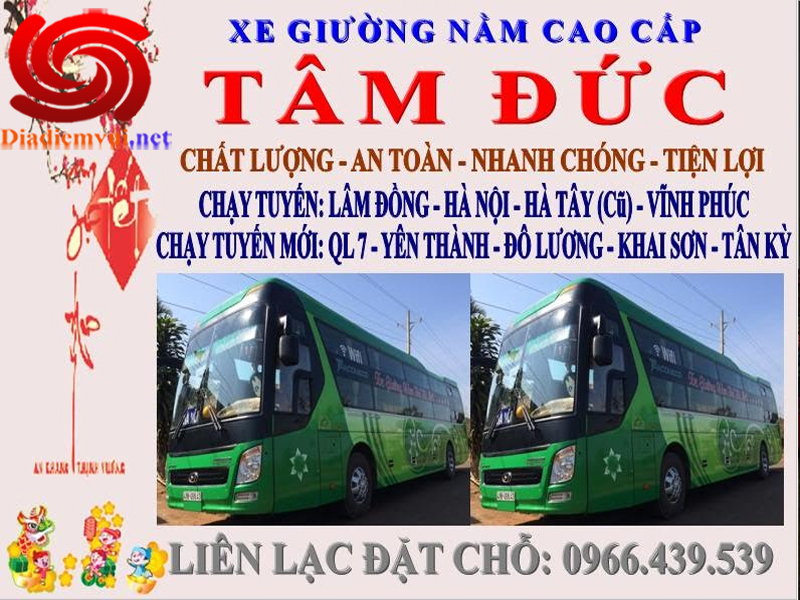 Xe khách Tâm Đức tuyến Sơn Tây Hà Nội đi Lâm Đồng và ngược lại