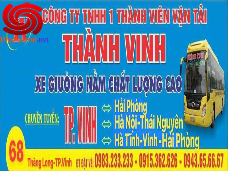 Xe khách Thành Vinh tuyến Hải Phòng đi Nghệ An và ngược lại