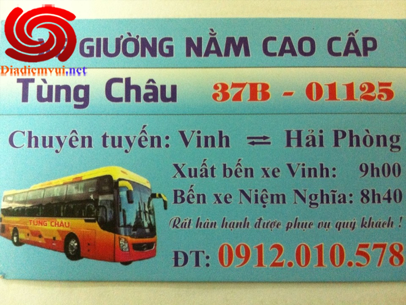 Xe khách Tùng Châu tuyến Hải Phòng đi Nghệ An và ngược lại